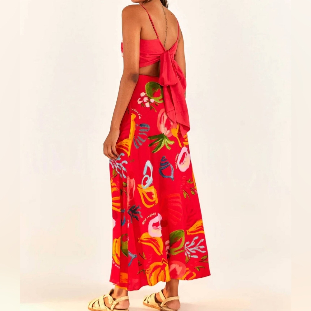 Farm Rio women Wrap Crop Top in Red size Small - Picture 2 of 11